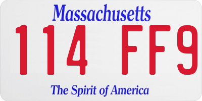 MA license plate 114FF9