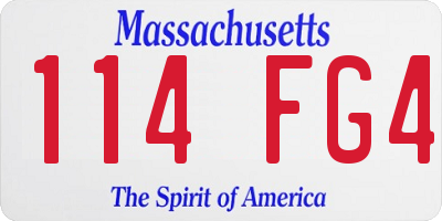 MA license plate 114FG4
