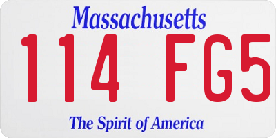 MA license plate 114FG5
