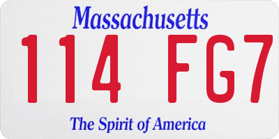 MA license plate 114FG7