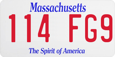MA license plate 114FG9