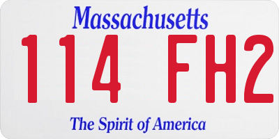 MA license plate 114FH2