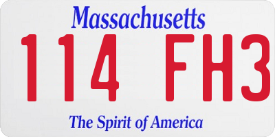 MA license plate 114FH3