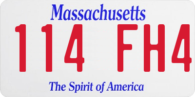 MA license plate 114FH4