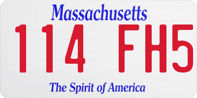 MA license plate 114FH5