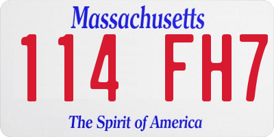 MA license plate 114FH7