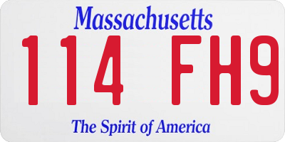 MA license plate 114FH9