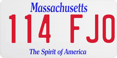 MA license plate 114FJ0