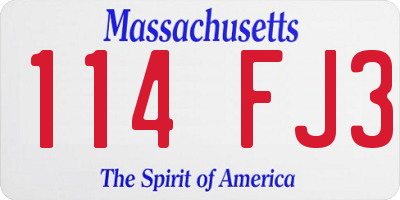 MA license plate 114FJ3
