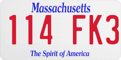 MA license plate 114FK3