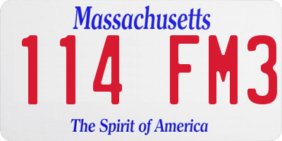 MA license plate 114FM3