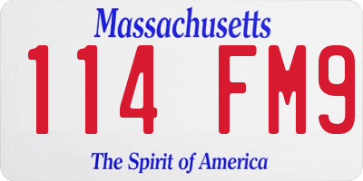 MA license plate 114FM9