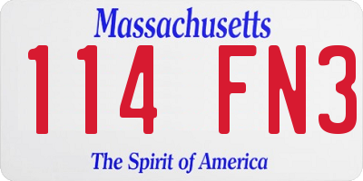 MA license plate 114FN3