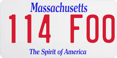MA license plate 114FO0