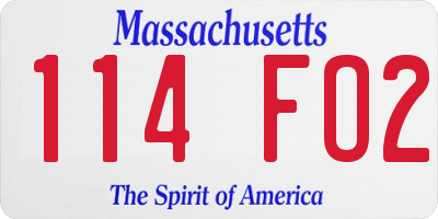 MA license plate 114FO2