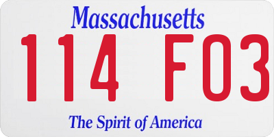 MA license plate 114FO3