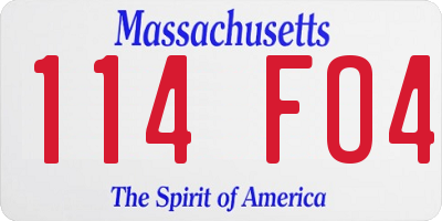 MA license plate 114FO4