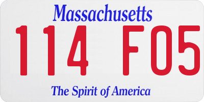 MA license plate 114FO5