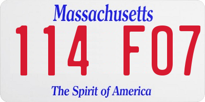 MA license plate 114FO7