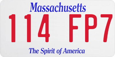 MA license plate 114FP7