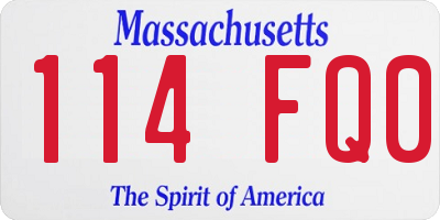 MA license plate 114FQ0