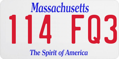 MA license plate 114FQ3