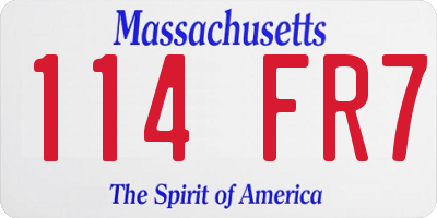 MA license plate 114FR7
