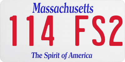 MA license plate 114FS2