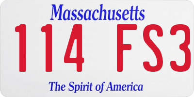MA license plate 114FS3