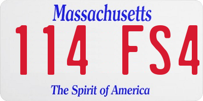 MA license plate 114FS4