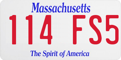 MA license plate 114FS5