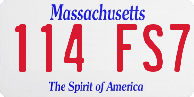 MA license plate 114FS7
