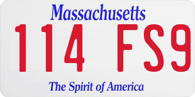 MA license plate 114FS9