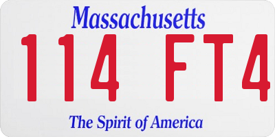 MA license plate 114FT4