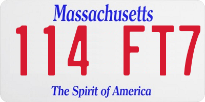MA license plate 114FT7