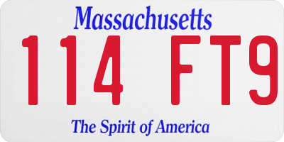 MA license plate 114FT9