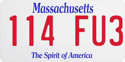 MA license plate 114FU3