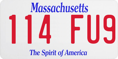MA license plate 114FU9