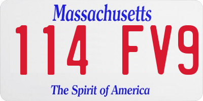 MA license plate 114FV9