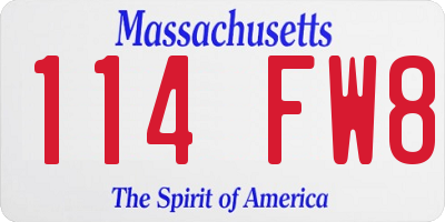 MA license plate 114FW8