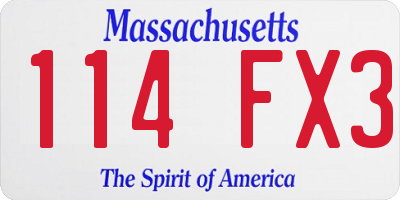 MA license plate 114FX3