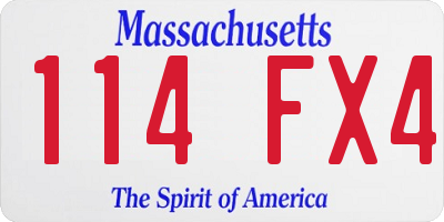 MA license plate 114FX4