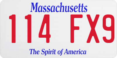 MA license plate 114FX9