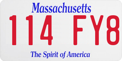 MA license plate 114FY8