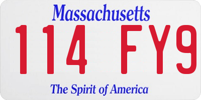 MA license plate 114FY9