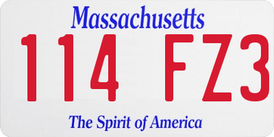 MA license plate 114FZ3