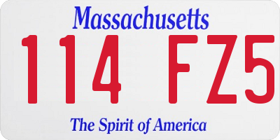 MA license plate 114FZ5
