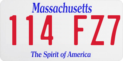 MA license plate 114FZ7
