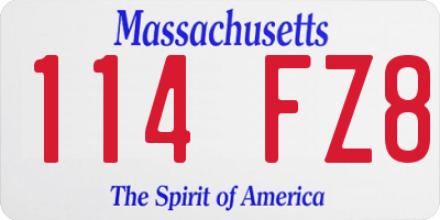 MA license plate 114FZ8
