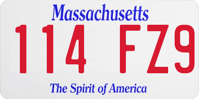 MA license plate 114FZ9